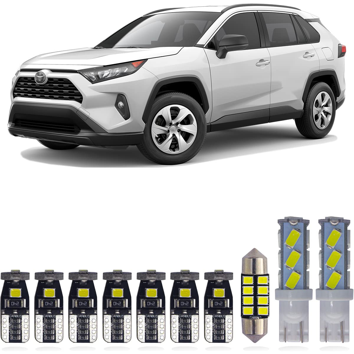 Yoper Interior Dome Map Light LED Kit Package Compatible with 2016-2021 Toyota RAV4 Vanity Mirror License Plate Bright White 6000K