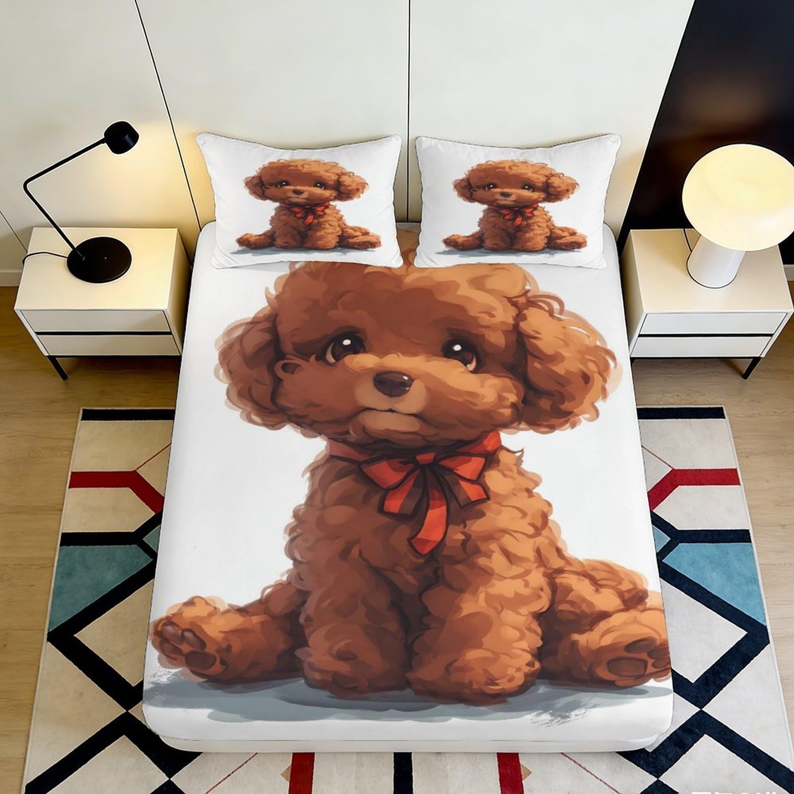 Jqzkxnhpbr Style-9 3D Printed Brown Puppy Fitted Sheet Microfiber Soft Breathable Cute Dog Bed Cover For Bedroom Dorm Decor Mattress Protection 90X200x25cm