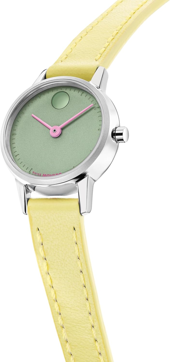 Movado Baby Face Women’s Quartz Watch - 22.5mm Round Petite, Stainless Steel Case, Leather Strap - Stylish, Versatile Timepiece - Gift for Her