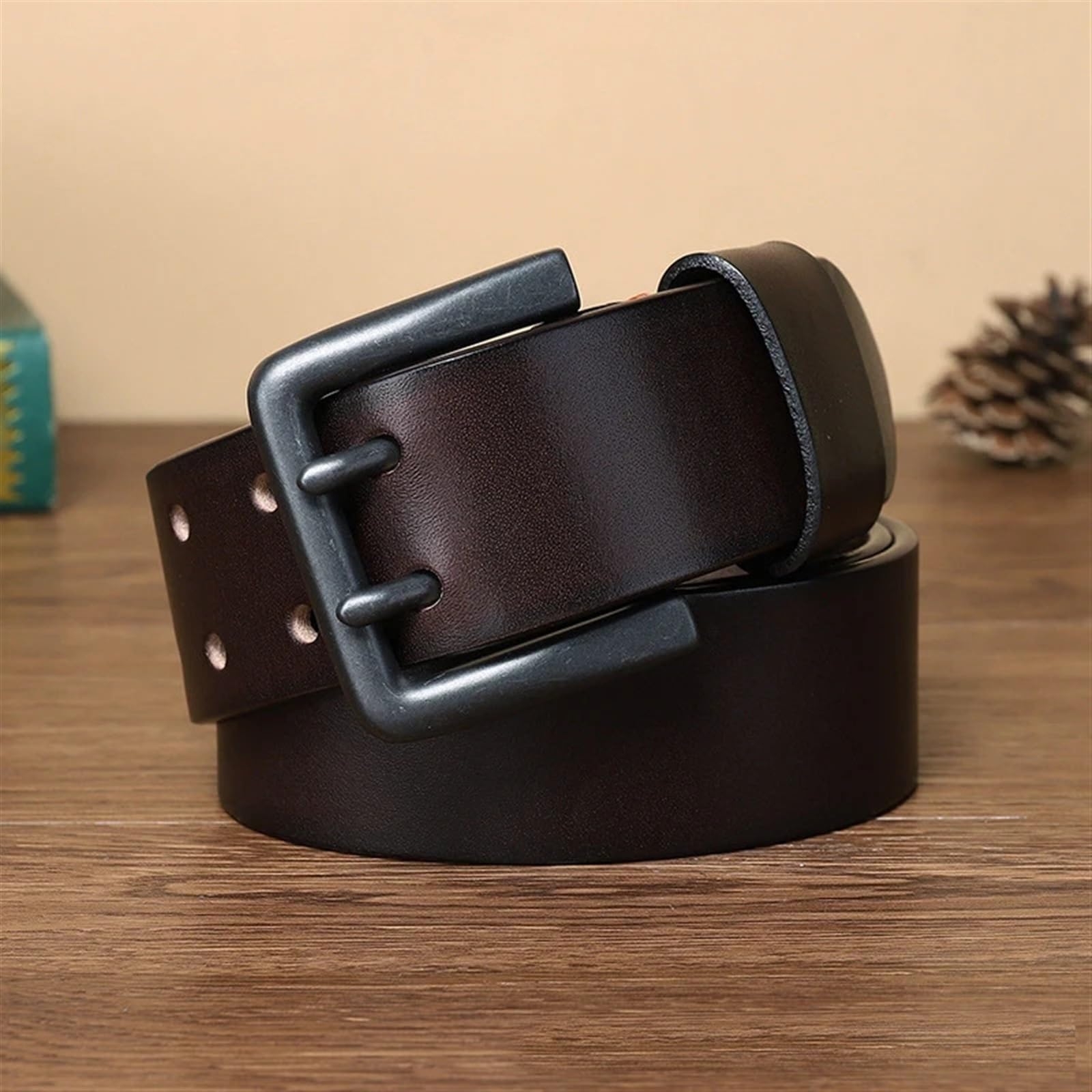 Ceintures pour homme Ceinture 4.3 cm d'épaisseur en cuir véritable ceinture hommes Double boucle ardillon Cowboy jean sangle mâle