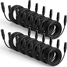 Relaxweex 12 Pcs 25 Feet XLR Cable, 3-Pin XLR Male to Female Premium Balanced Microphone Cable, Stage Grade All Copper Conductors for Studio DJ Podcast Mixers Mics PA Systems, Black