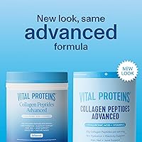 Vista 2 de Vital Proteins - Péptidos de colágeno en polvo avanzados con ácido hialurónico y vitamina C, suplementos de colágeno, sin sabor, 12 porciones