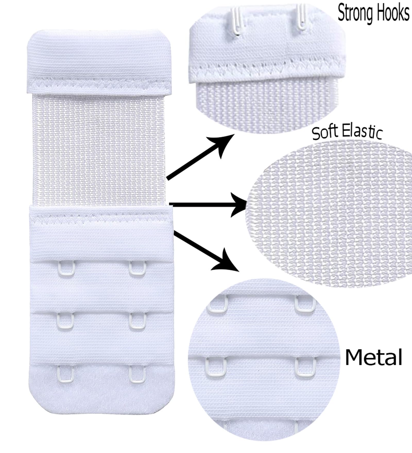 StyFun Women Polyester Elasten Bra Hook Extenders Metal Hooks Stretchable 2 Hook 3 Eye Pack of 2 Purple White - Image 5 thumbnail