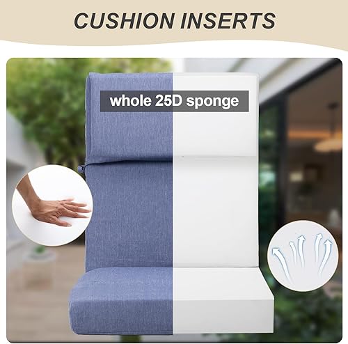 Miniatura 8 de BPS Juego de 4 cojines para sillas mecedoras para exteriores, de 20 x 20 pulgadas, resistentes a la decoloración y al agua, con funda extraíble y