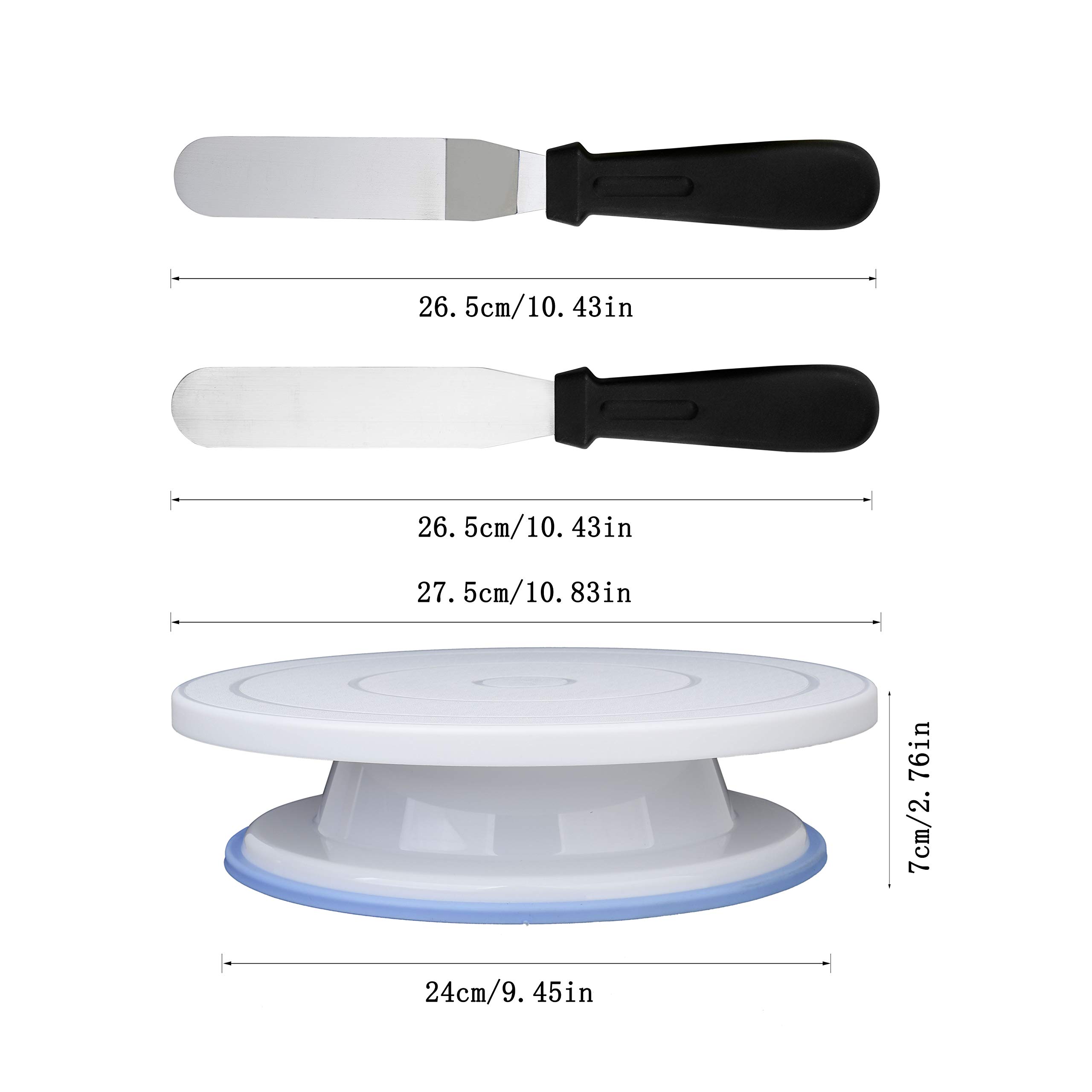 Decorazione Per La Torta Piatto Girevole Con 2 Set Di Coltelli E 4 Glassa Liscia Torte Crostate, 28 Cm