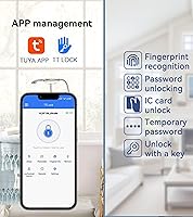 Vista 1 de Manija de puerta inteligente, huella digital biométrica y teclado, cerrojo impermeable, control de aplicación Bluetooth, bloqueo automático
