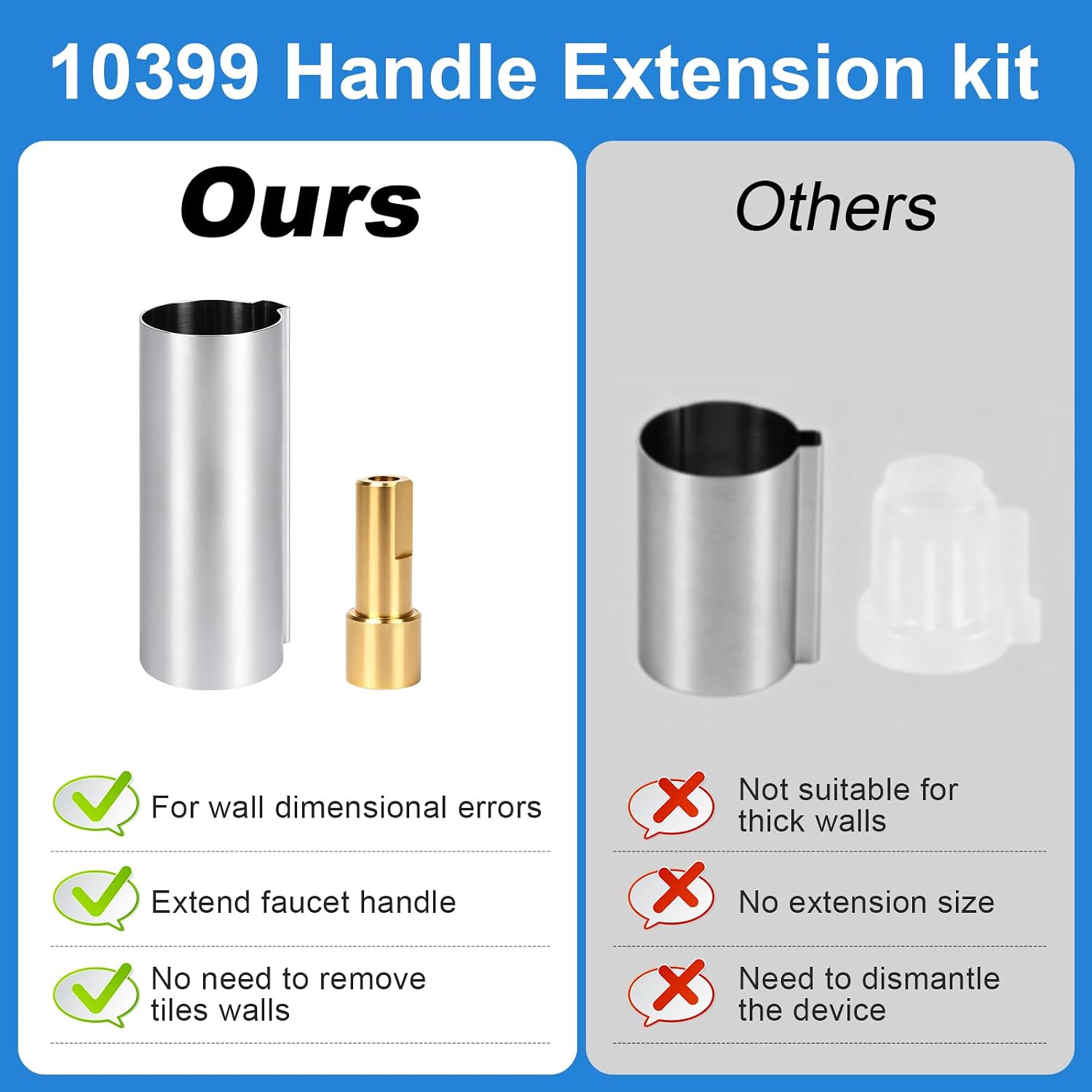 10399 Shower Extension Kit Compatible with Moen Legend and Chateau Series | Chrome Finish, Solid Brass and Stainless Steel Material, 1 Inch Extended Reach, Designed For Deep Shower Valves