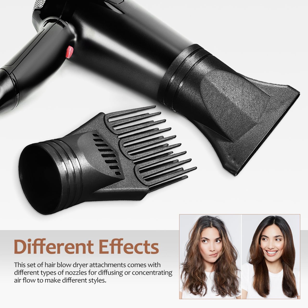 minkissy Lot de 2 buses universelles pour sèche-cheveux avec peigne diffuseur et concentrateur pour coiffer et démêler les accessoires de sèche-cheveux