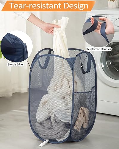 Miniatura 21 de Cestas plegables duraderas para lavandería, cesta desplegable resistente a desgarros para lavandería, cesta de ropa plegable con asas de transporte