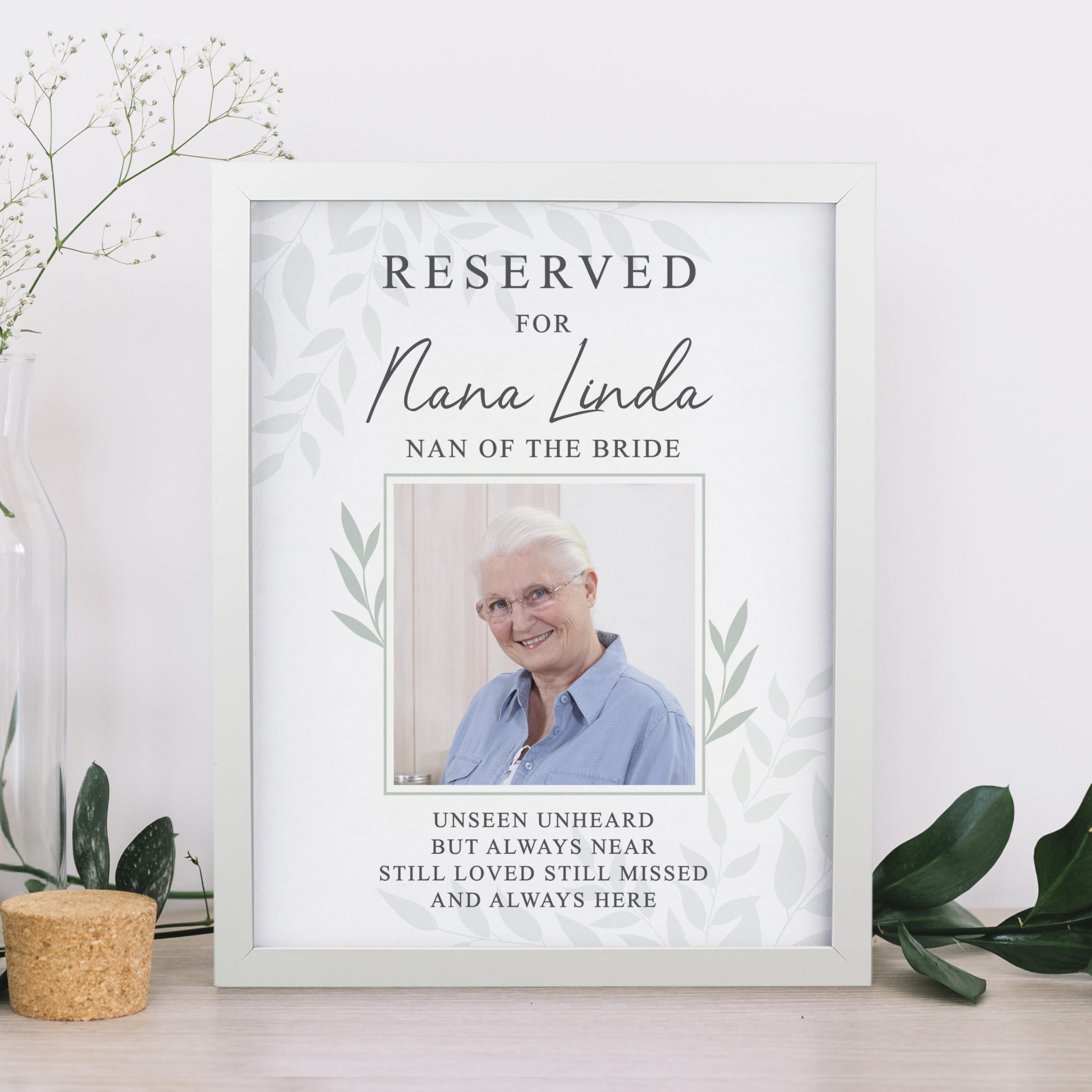 Custom Personalised Reserved For Photo Upload White Poster Frame - Framed Print, Memorial, Wedding, Loved ones