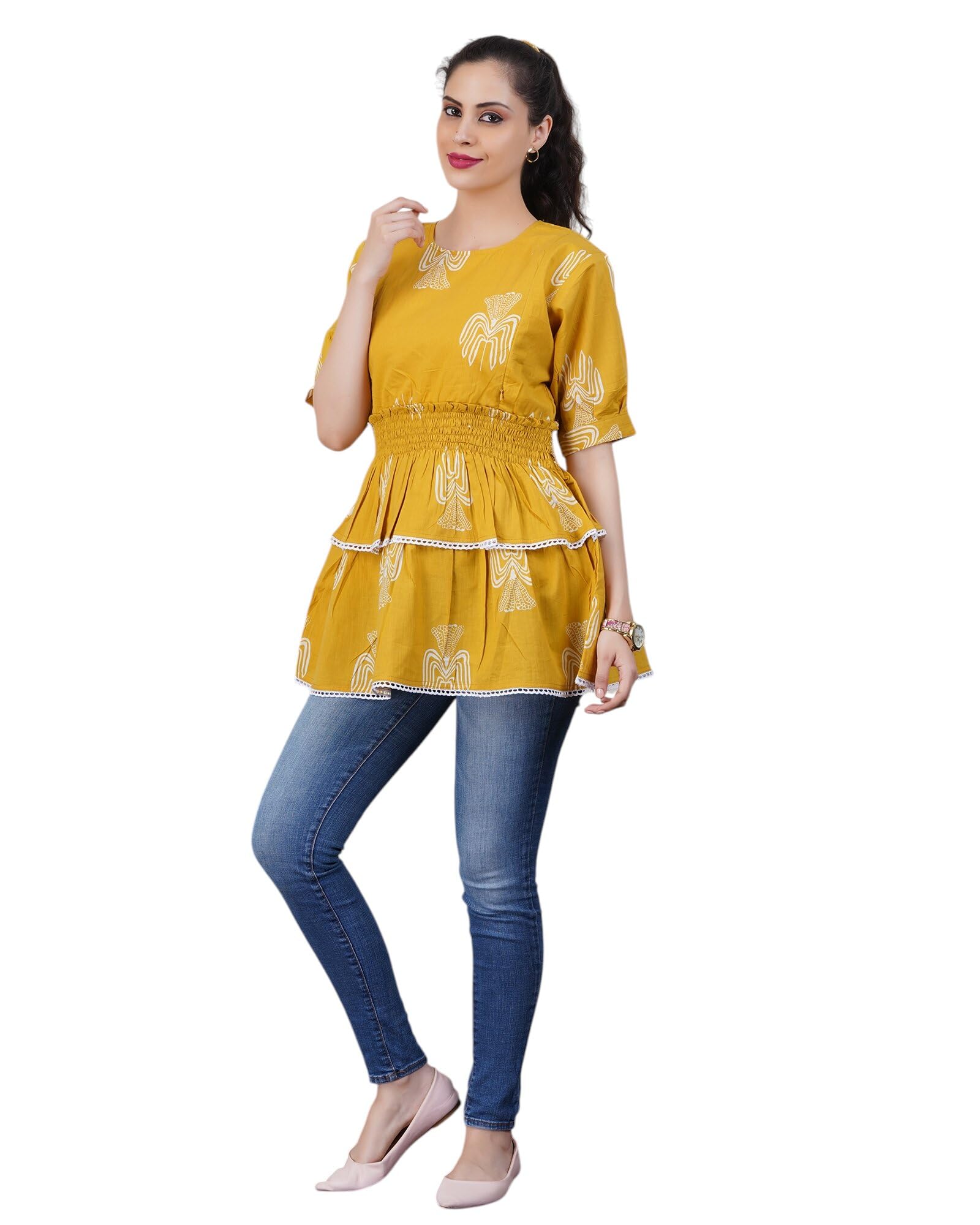 modest materna Cotton Maternity Tunic Top for Women | Feeding Friendly Zip | Peplum Design | Soft Breathable Fabric | Pregnancy & Nursing Wear (M–XXL)-picture-32