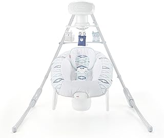 Fisher-Price Woodsy Wonders 2-In-1 Deluxe Swing, Dual Motion Baby Swing with Removable Rocker Seat for Travel Soothing [Am...