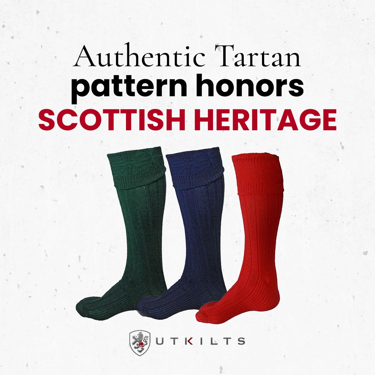 UT Kilts Hose, Traditional Scottish Socks for Kilts, Ribbed Design, Pull Up To Cuff Over Your Hose Flashes - Image 6