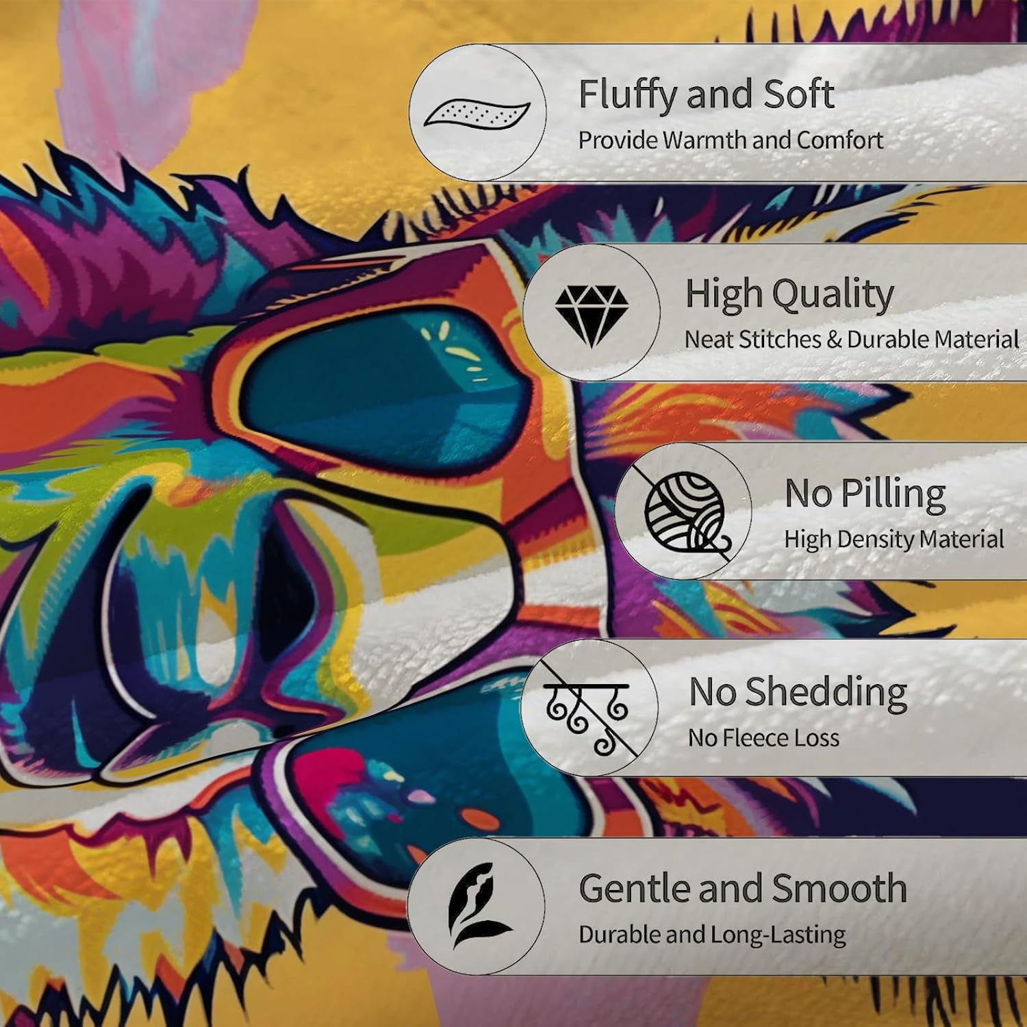 Cute Cartoon Llama Blanket, Soft Flannel Animal Colorful Throw Blanket for Couch, Bed, Travel & Home Decor, Cozy Lightweight Warm Fluffy Fuzzy Blankets for Adults Kids 60×50 in - Image 4