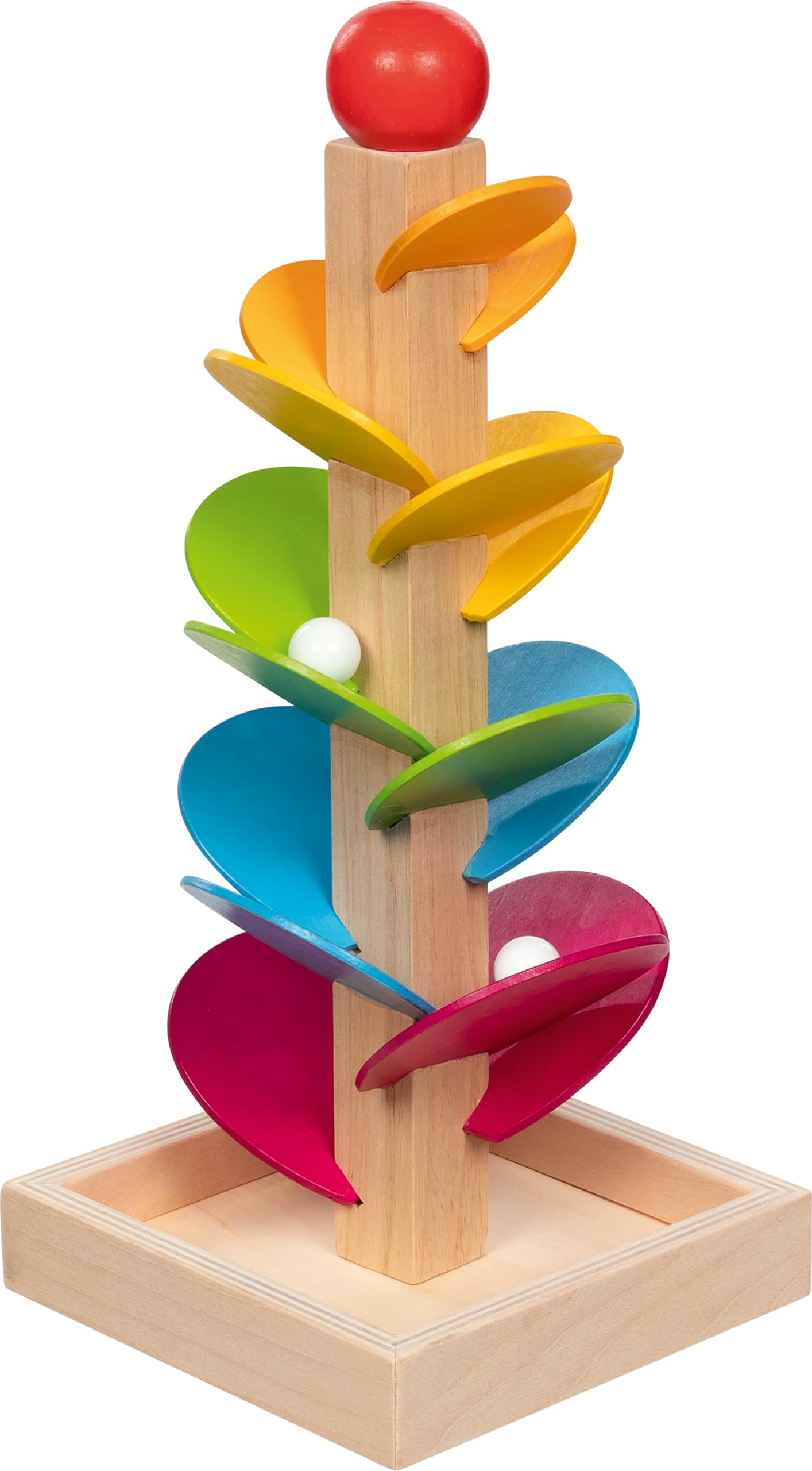 goki 53781 Marble Game Sound Cascade Made of Wood, Marble Run with Melody for Fine Motor Skills and Hearing, Educational Toy for Children Including 2 Marbles and Storage Compartment, 13 x 13 x 30 cm