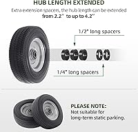Vista 6 de AR-PRO Paquete de 2 unidades de repuesto de rueda sólida de 8 pulgadas, neumático y rueda sin planos de 2.50-4 pulgadas con rodamientos 5/8