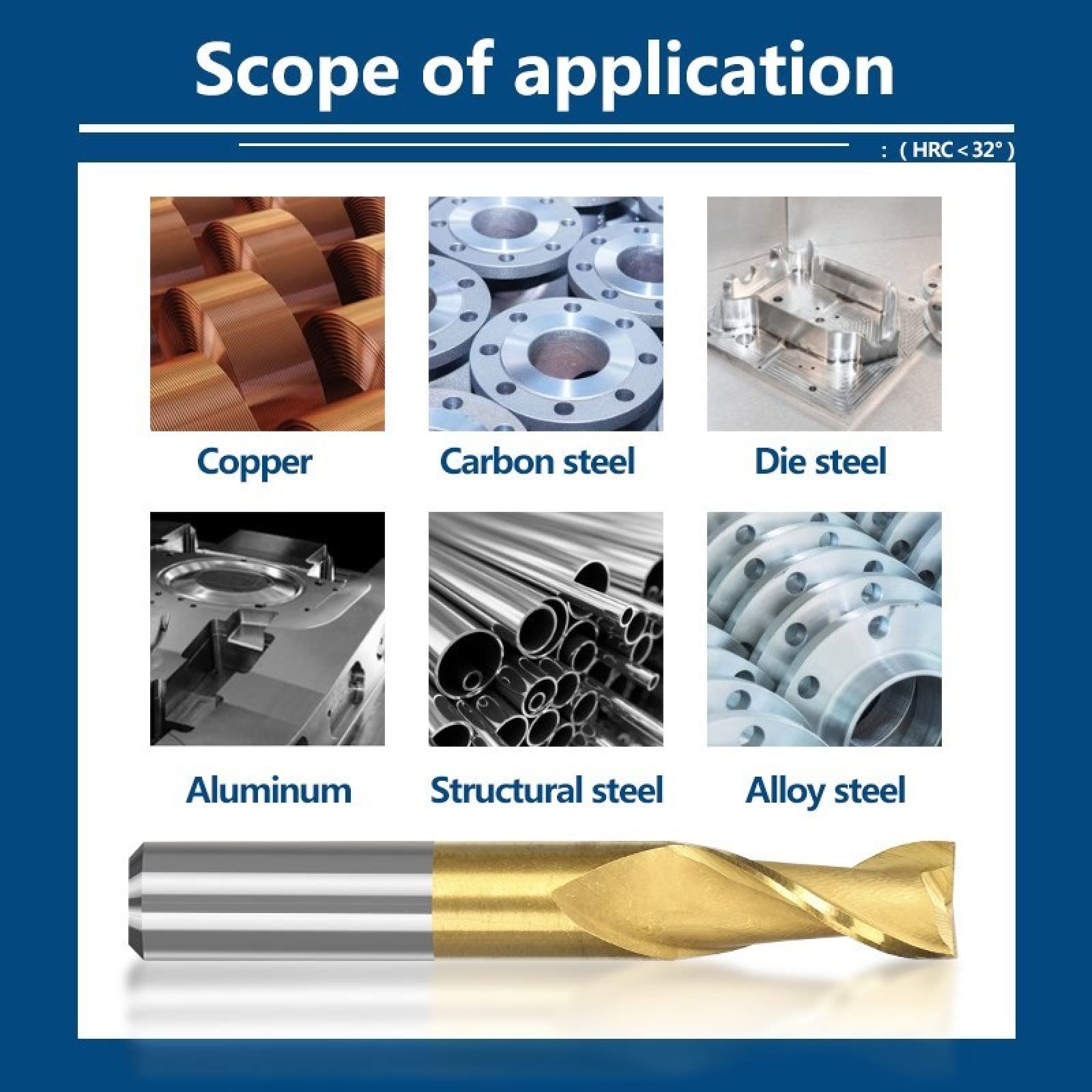 HSS-Fräser Mit 2 Flöten, Spiralschaftfräser Für Metall-Aluminium-Fräswerkzeug, TiN-beschichteter CNC-Fräser,11-teiliges Set