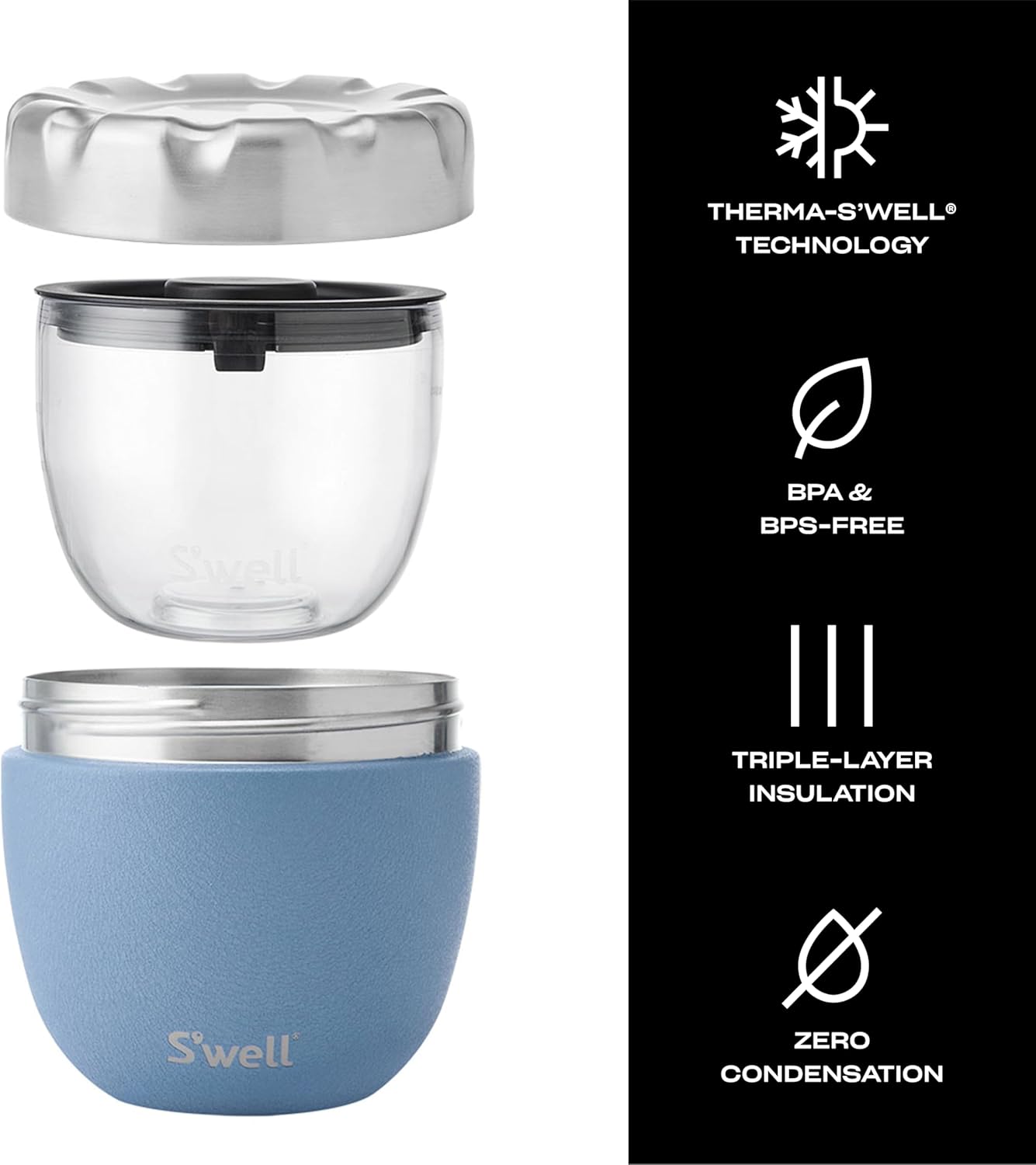 S'well Eats Stainless Steel Food Bowls, 21.5oz, Desert Sky, Triple-Layered Vacuum-Insulated Containers Keeps Food Cold for 11 Hours and Hot for 7 hours, Condensation Free, BPA Free - Image 3