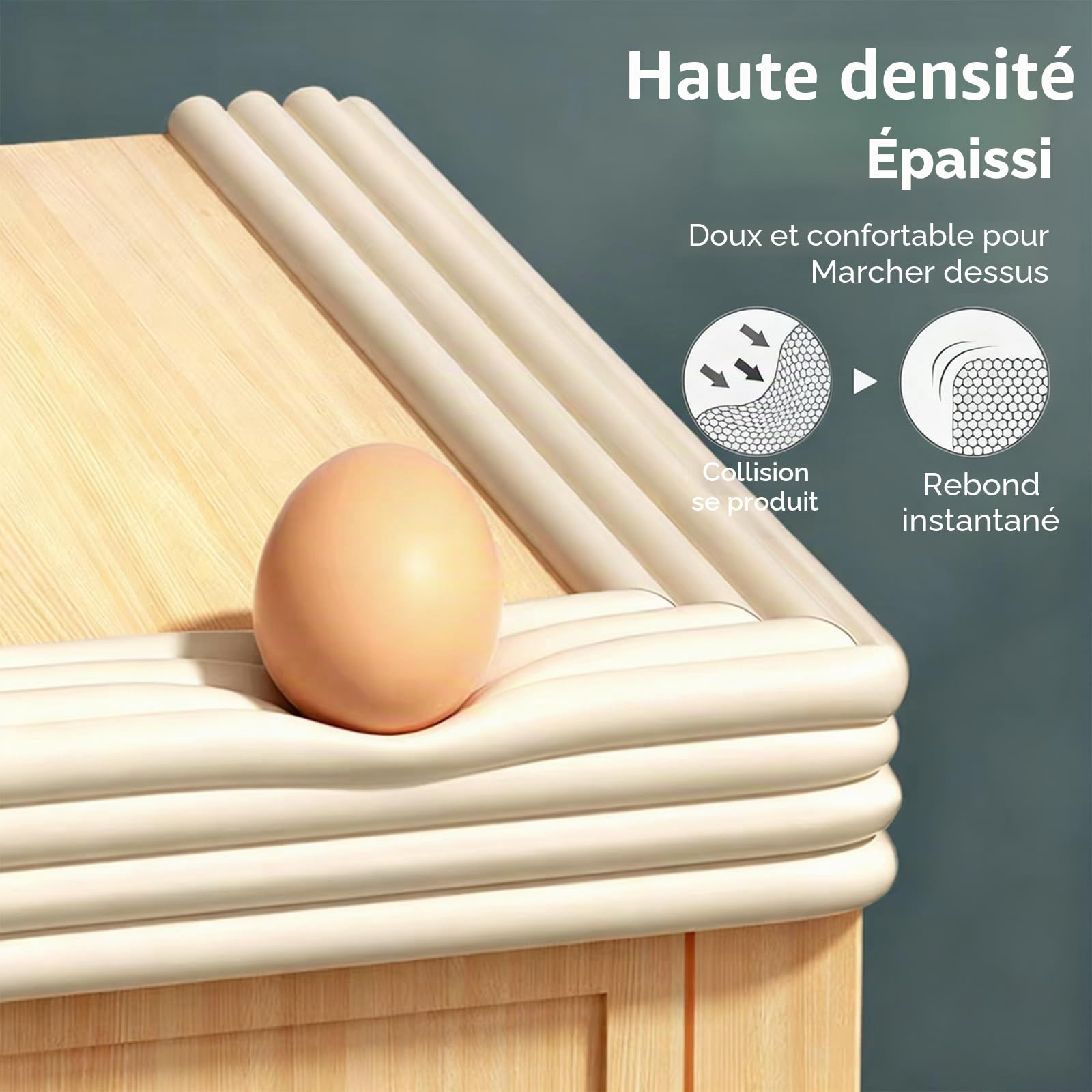 Protection des Bords en Mousse pour bébé, Protection des Coins de Table, Protection des Bords autocollante pour Enfants, lit, Rebord de fenêtre et Bureau, Meubles (Blanc., 5M X 8CM)