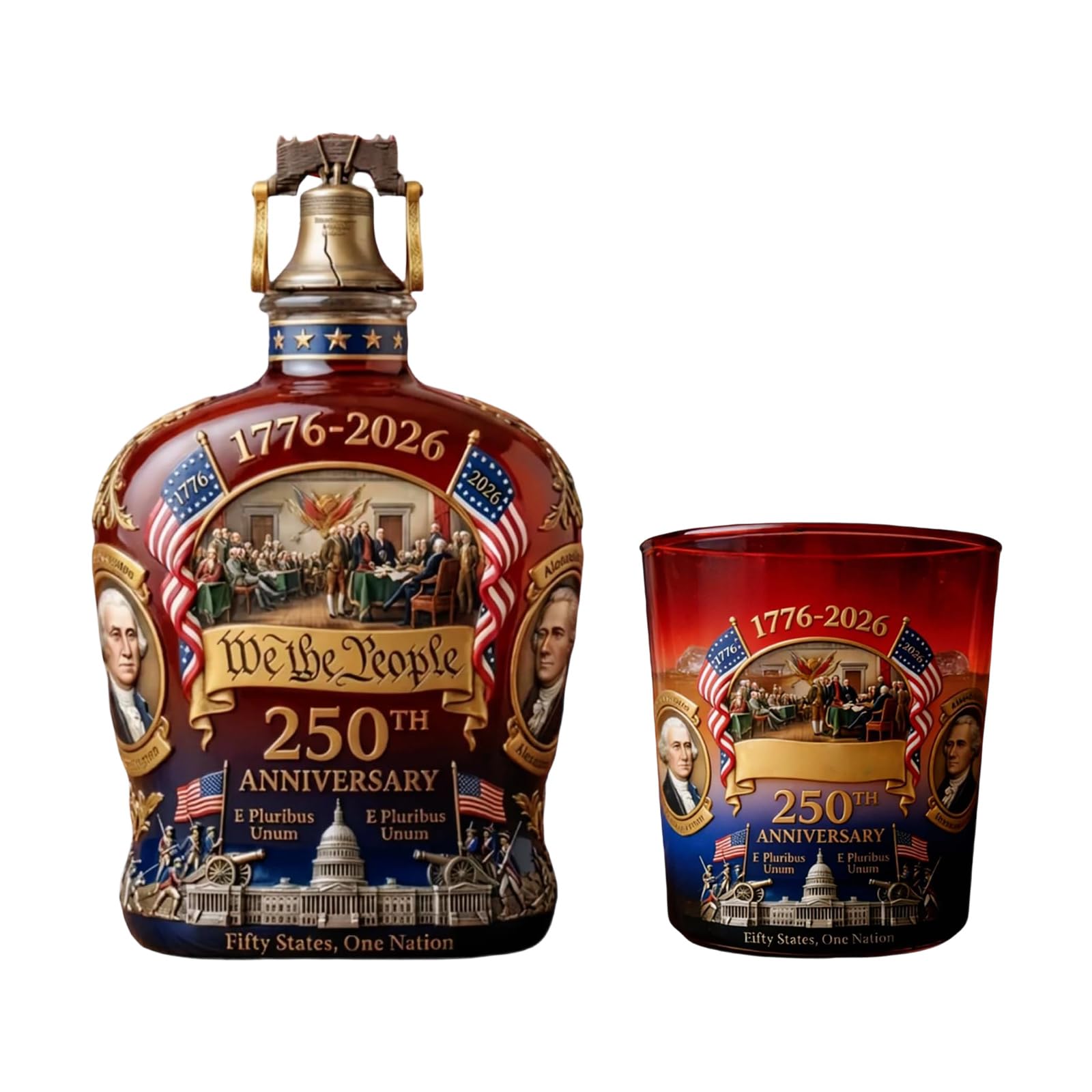 Hsyzygian Patriotic Themed Whiskeys Decanters Collectible Flag Themed Spirits Bottle 250th Anniversary Liquor Container Recyclable Glass Irish Container