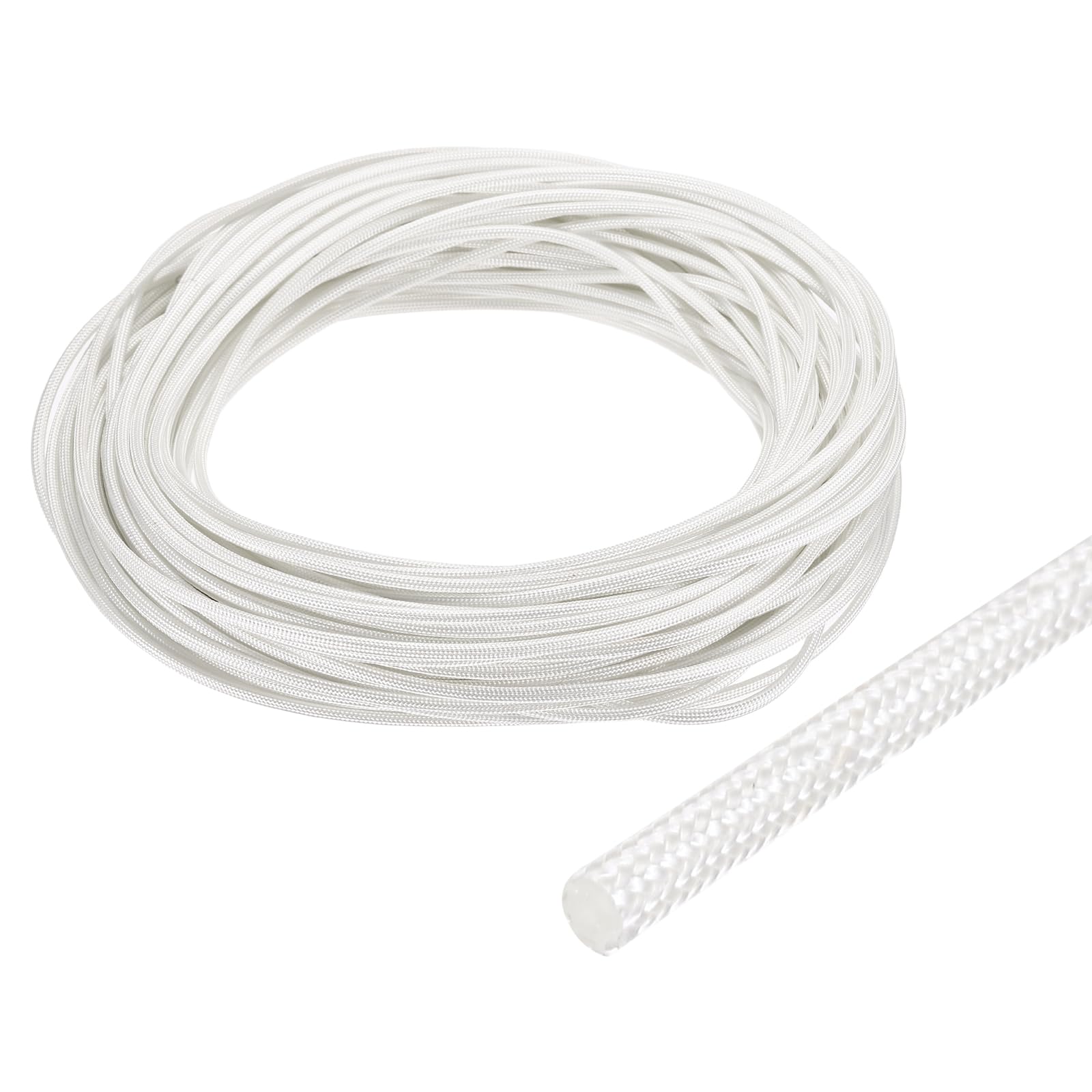 sourcing map Insulation Cable Protector,1mm/0.04 Inch-30m/98 Feet High TEMP Fiberglass Sleeve White — image 1