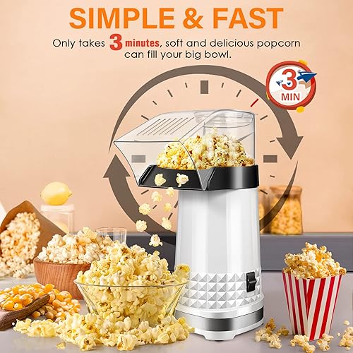 Miniatura 2 de Vminno Máquina de palomitas de maíz rápida y fácil con taza medidora + mantequilla derretida, 4.5 cuartos de galón, certificado Etl, máquina