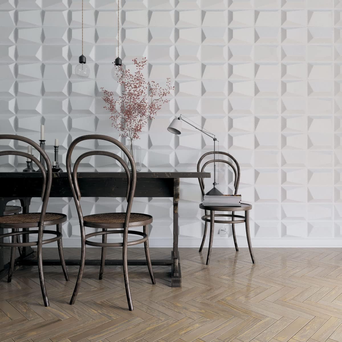 White Textured 3D PVC Decorative Wall Panel 19.63" x 19.63"