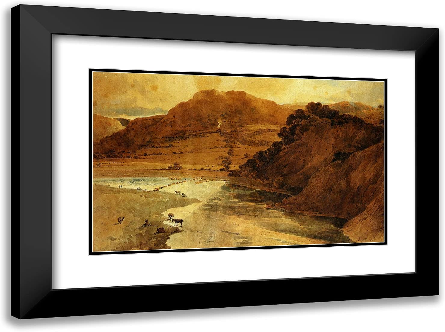 ArtDirect Girtin, Thomas 24x18 Gold Ornate Framed Art Print with Double Matting Titled: Near Bolton Abbey