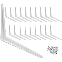 Wideskall Metal 10" x 12" inch Wall Corner Angle Shelving Shelf Brackets, White, Pack of 20