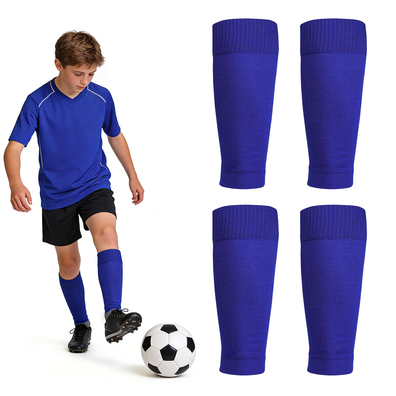 Set Calze E Parastinchi Da Calcio Per Bambini 6-13 Anni – Protezione Regolabile, Guscio PE E Schiuma EVA, Traspirante, Con Cinghie, Colore Nero