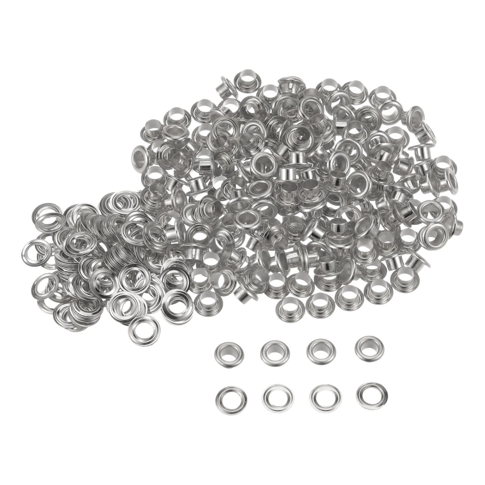 TA-VIGOR 200pc 4.5mm 3/16" Grommets Kit Metal Eyelets with Washers, Small Grommet Eyelet Kit for Leather, Fabric, Canvas, Shoes, Clothing, Bags, Belt and DIY Craft Projects, Silver
