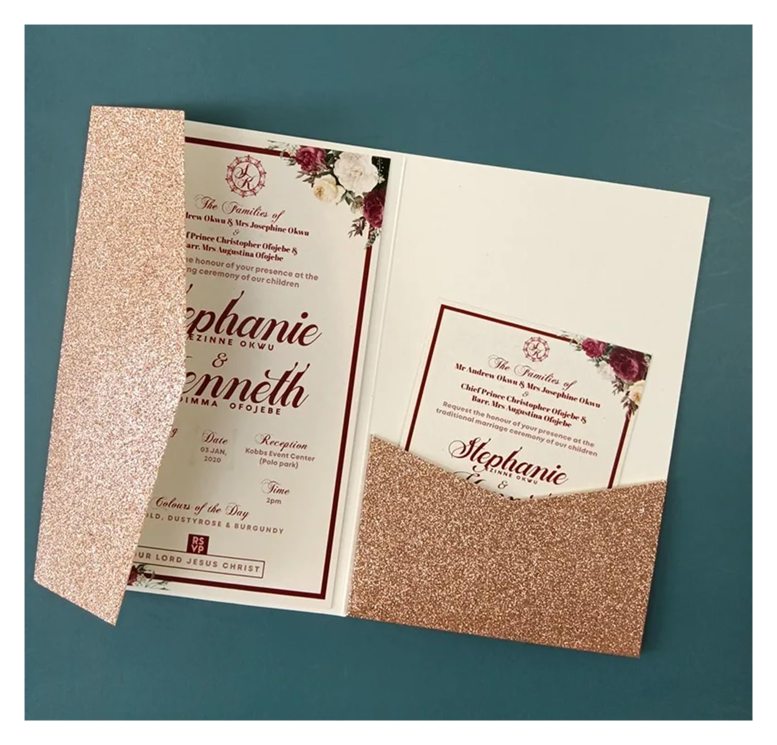 Koperty na zaproszenia, Invitation Card And Envelope Set 30pcs Laser Cut Tri-fold Multicolor(Pink Rose Gold,Blank set)