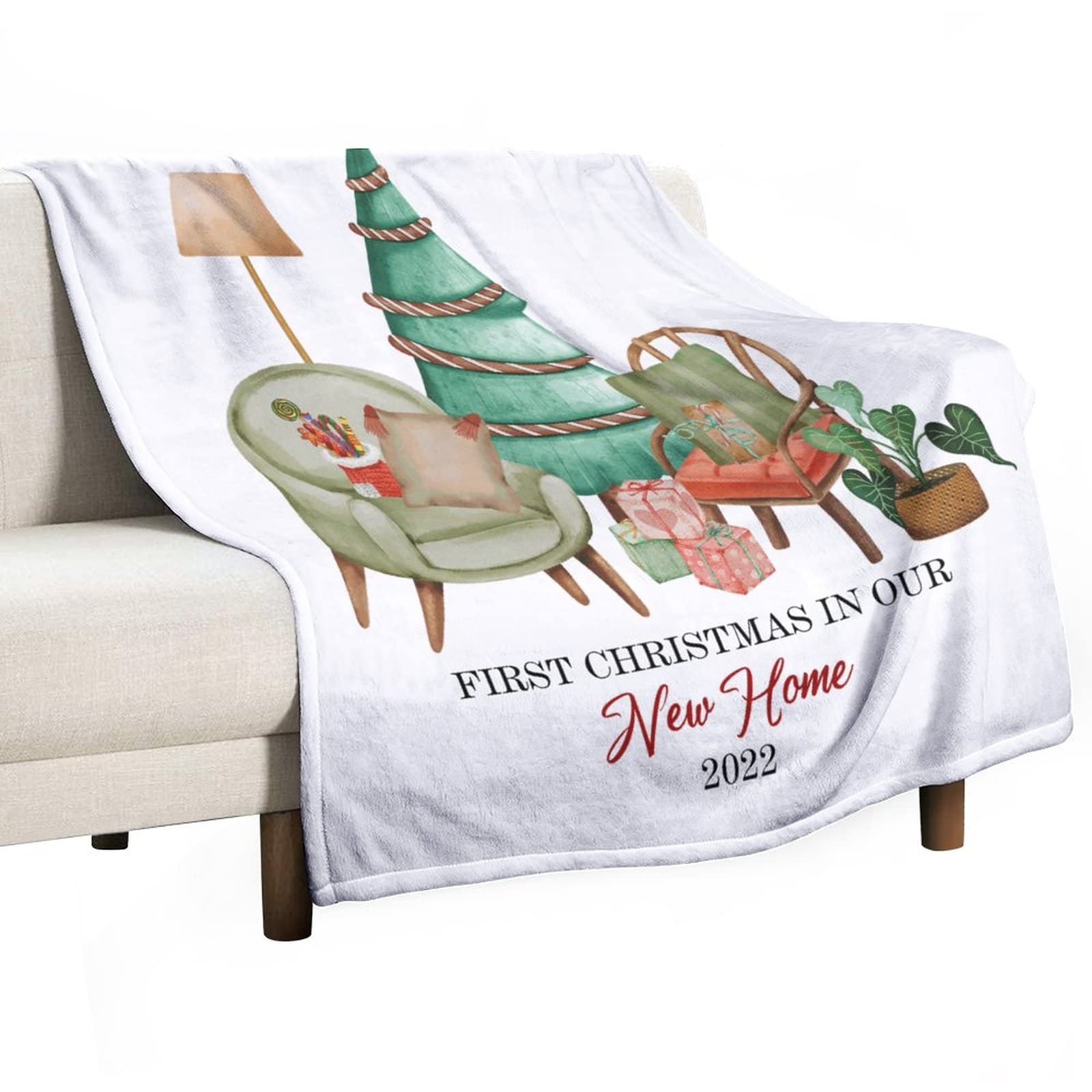 Couverture en flanelle Premier Noël cocooning pour lit et canapé