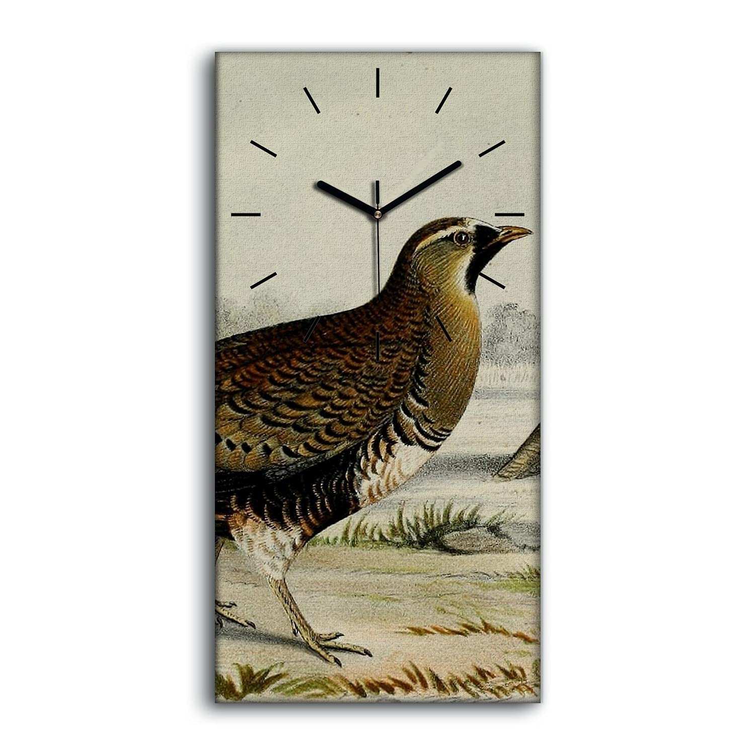 Horloge sur toile art moderne salon chambre déco oiseaux 30x60cm