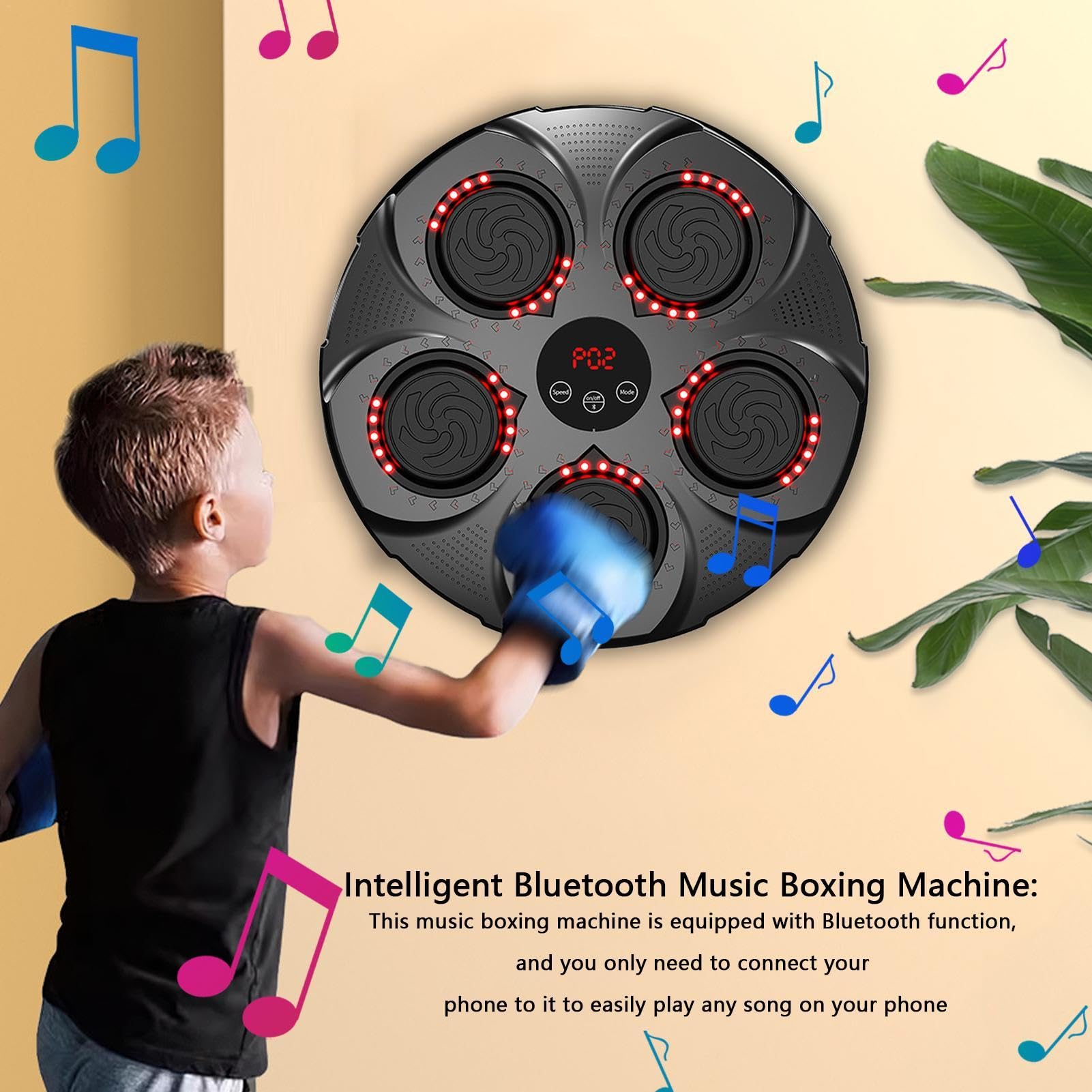 Máquina de boxeo musical | Boxeador de música inalámbrico electrónico, objetivo de boxeo, equipo de perforación con modos de luz, máquina de entrenamiento con velocidad ajustable para principiantes | Máquina de entrenamiento Equipo de perforación de veloc