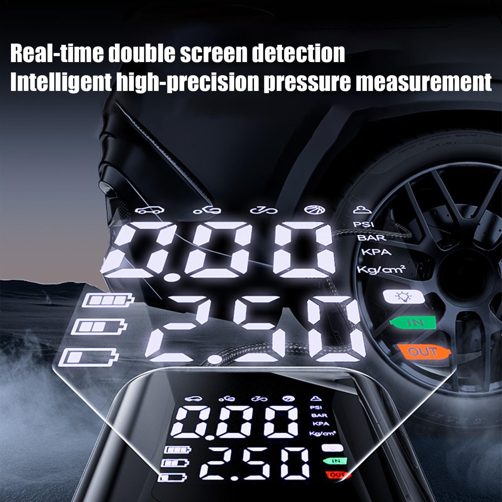 Compressore Aria Per Auto Alimentatore con spegnimento automatico per uso | Compressore Aria Portatile Gonfiaggio Pneumatici Veicolo, Portatile, Spegnimento Automatico