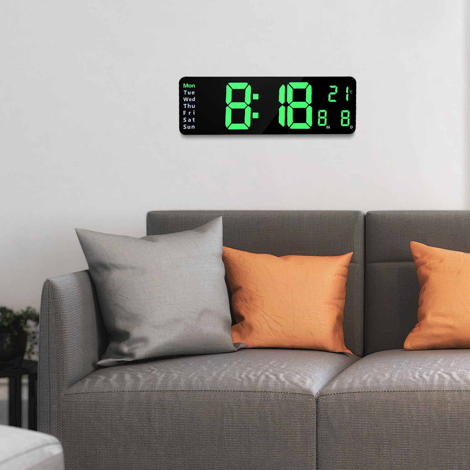Digitale LED Wanduhr mit Temperaturanzeige, Fernbedienung, Tischbetrieb