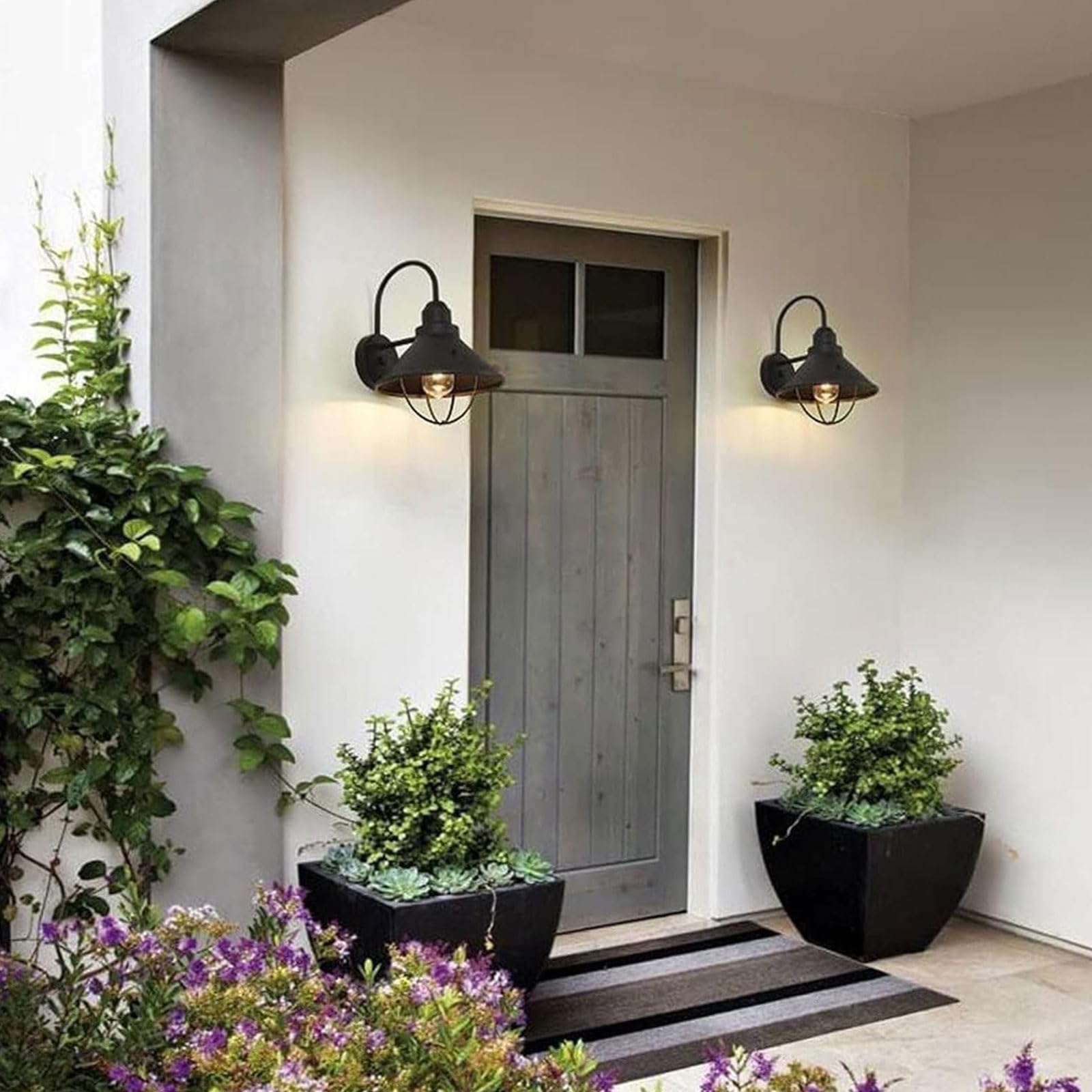 LED Wall Light, Wall Sconce Outdoor Lighting Black Barn Outdoor Porch Light Exterior Wall Mount Lamp for Balcony Courtyard Garden