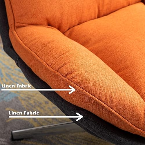 Miniatura 23 de HEAH-YO Silla giratoria decorativa, moderna silla de sala de estar con respaldo, silla de lectura tapizada de lino sin brazos para dormitorio,