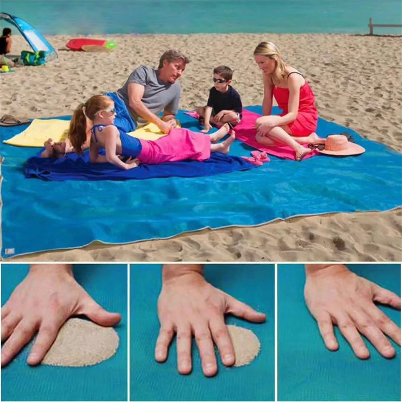 Couverture de pique-nique, couverture de plage, tapis de pique-nique imperméable et résistant au sable, couverture de pique-nique légère pour camping, voyage, randonnée, sport, jardin, extérieur (bleu