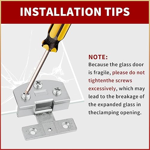 Miniatura 10 de Bisagra de puerta de vidrio para gabinete, 2 piezas de bisagras de puerta de vidrio sin marco de 90 grados, gabinete de exhibición de armario, clip