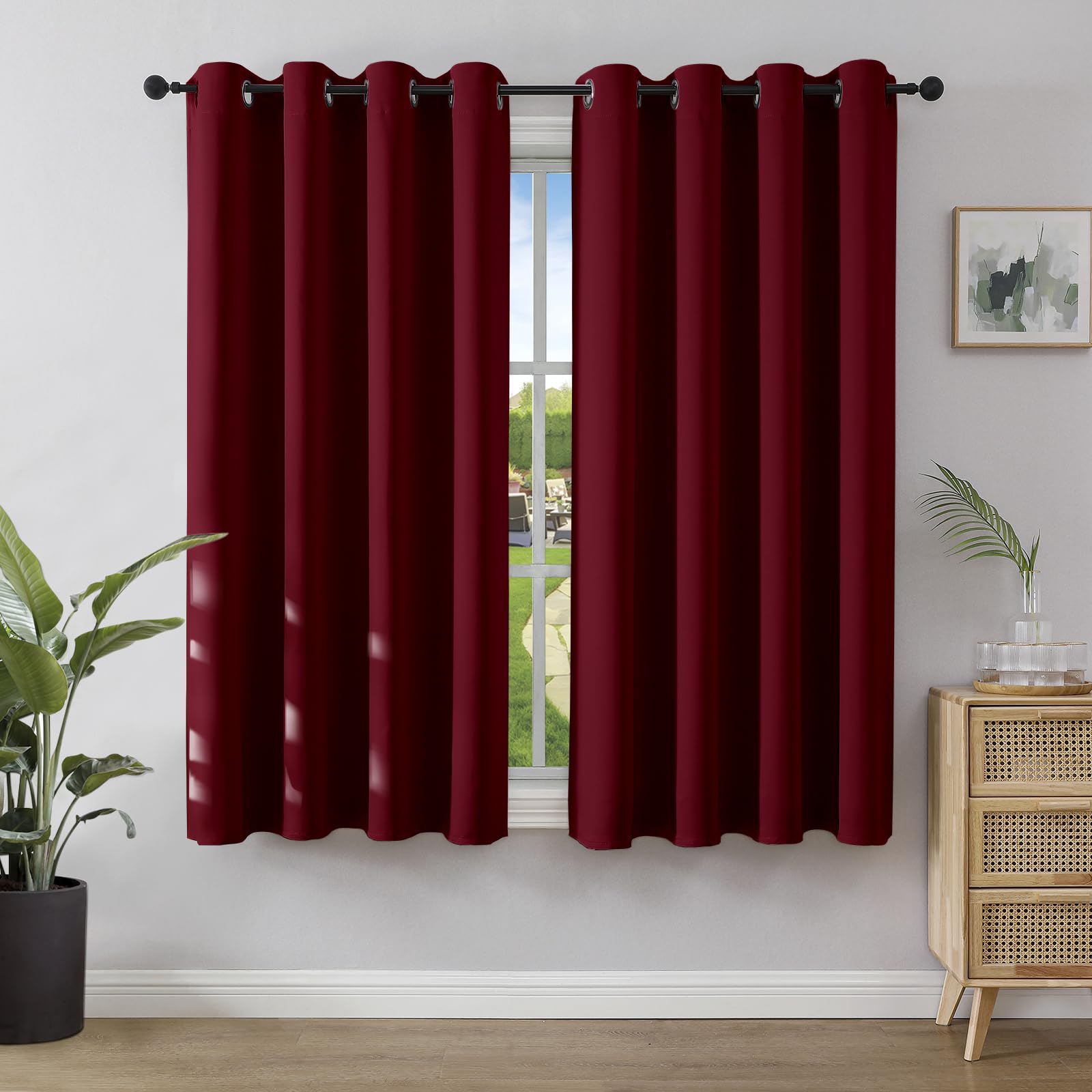Joydeco Rideau Occultant 2 Pièces, Rideau Thermique Isolant Anti Chaleur Tenture Opaque à Oeillets Isolation Lumiere Anti UV Decoration Chambre Maison Salon Intérieurs