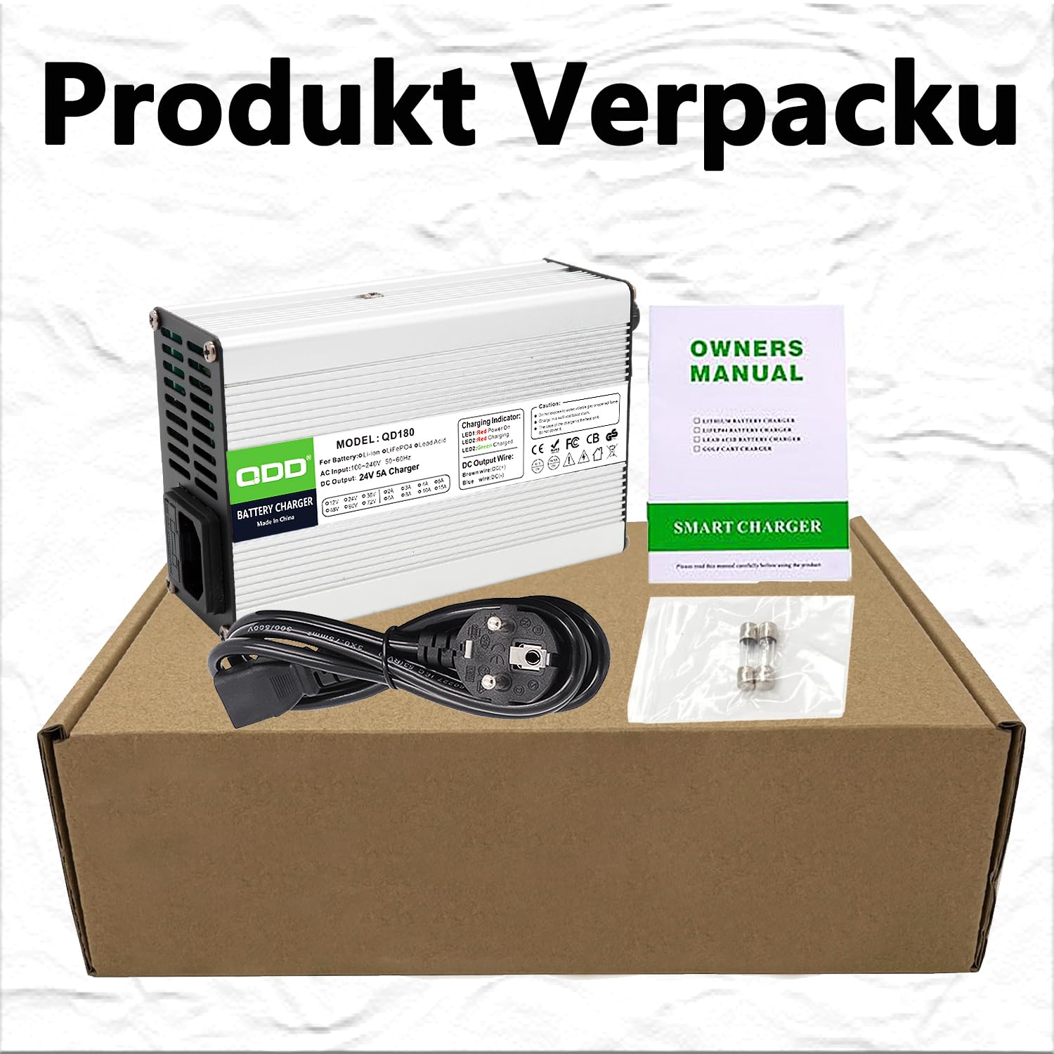 QDD Caricatore 24V 5A 24V al piombo-acido 24V utilizzato per batteria AGM Gel VRLA OPZV al piombo-acido, uscita CC, connettore XLR a 3 poli