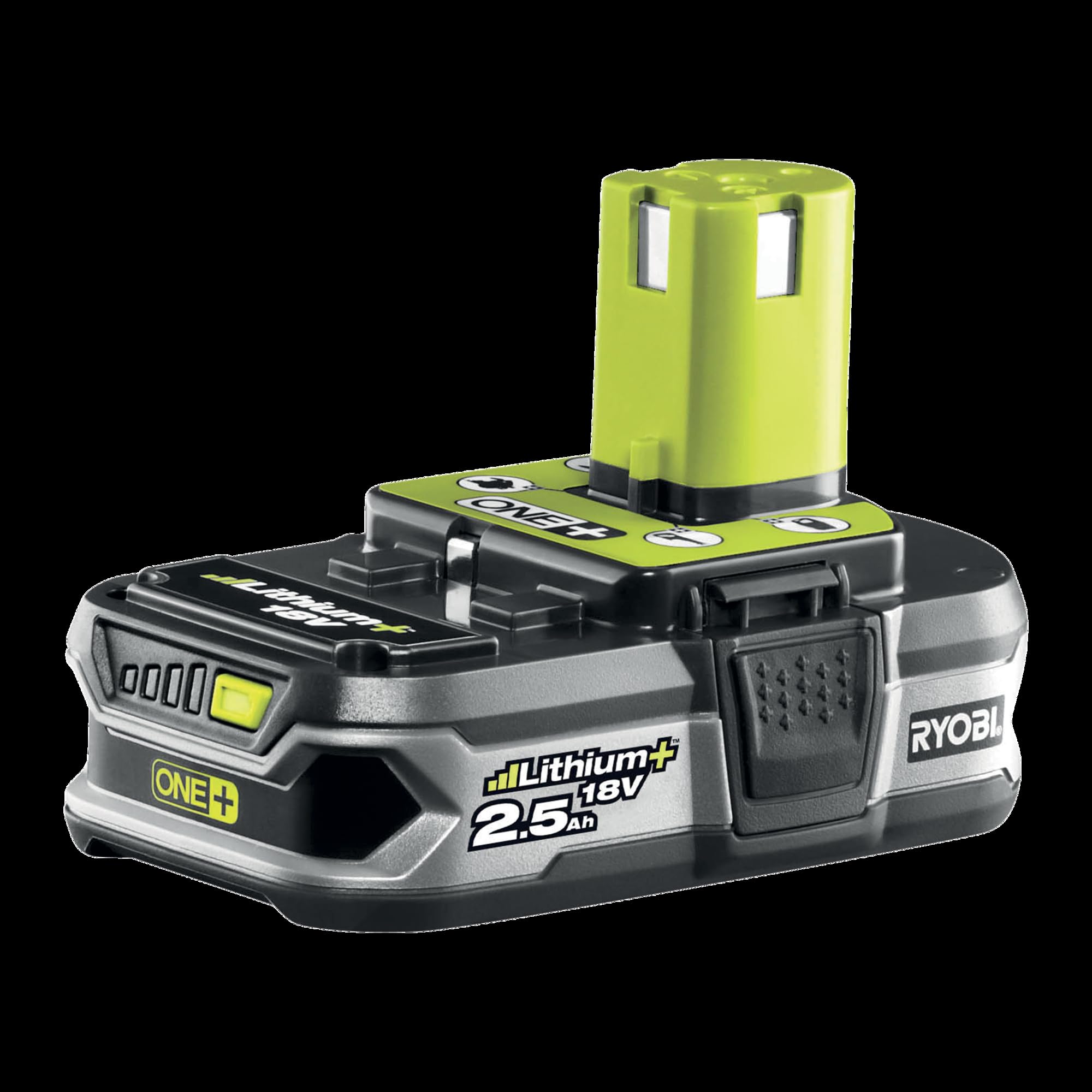 Ryobi Batteria Originale 18V ONE+ 2,5Ah Lithium+, Tecnologia IntelliCell, Indicatore LED Carica, Design Compatto e Leggero, Compatibile con oltre 200 Utensili Ryobi, RB18L25