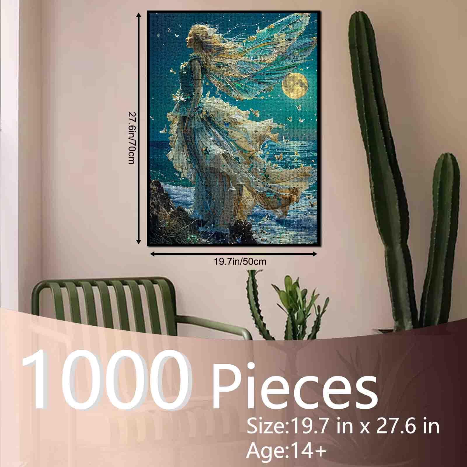 Tucocoo Puzzle de 1000 piezas para adultos, diosa del mar, pintura, rompecabezas, hadas abstractas, rompecabezas de 1000 piezas para desafiantes juegos de actividades familiares, océano, luz de luna — view 2