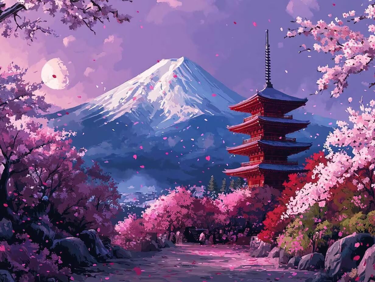 Diamentowy obraz Mount Fuji diamentowe zestawy artystyczne dla dorosłych, krajobraz Dimond Malarstwo 5D DIY pełne okrągłe wiertło klejnot haft krzyżykowy zestawy rzemiosło do sztuki ściennej