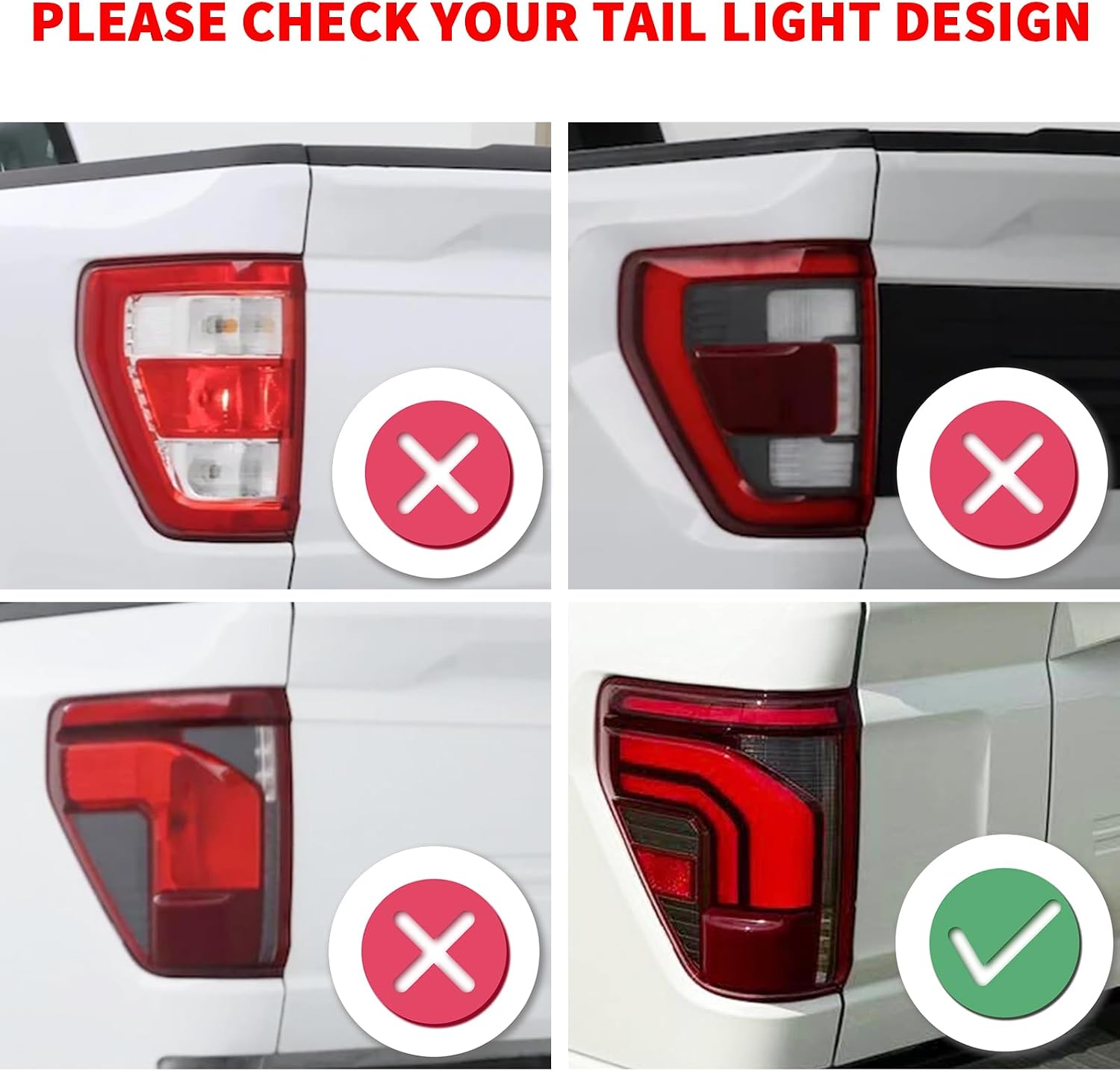 RAZPOY Tail Light Cover fit for 2024-2025 Ford F150 Raptor/Platinum/Lariat/King Ranch, Smoke Black Rear Light Trim Guard