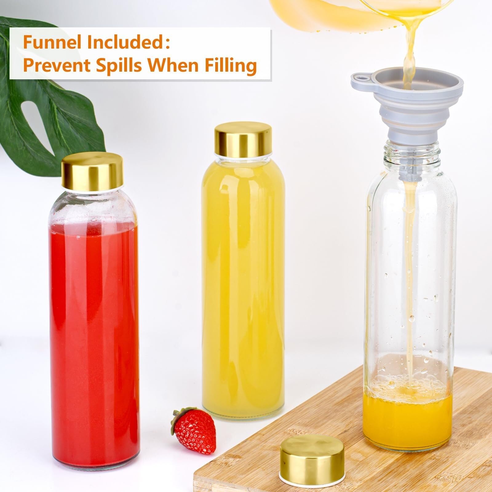 Botes Cocina Almacenaje Botellas De Vidrio Reutilizables Con Tapa For Jugo Y Café Frío Tarros De Cristal Con Tapa(10pcs)