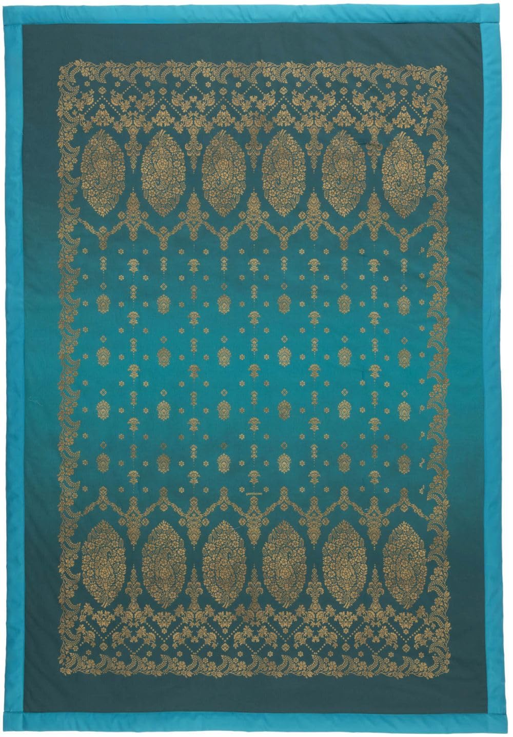 Bassetti Gold Decor 9333436 Plaid 100% Cotton Smeraldo V1 155 x 220 cm