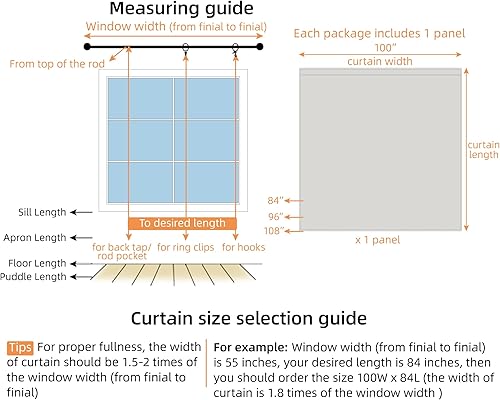 Miniatura 5 de Novecozy Cortinas opacas de lino, divisor de habitación de 84 pulgadas de largo, cortinas de puerta deslizantefrancesa, bolsillo para barrapestaña